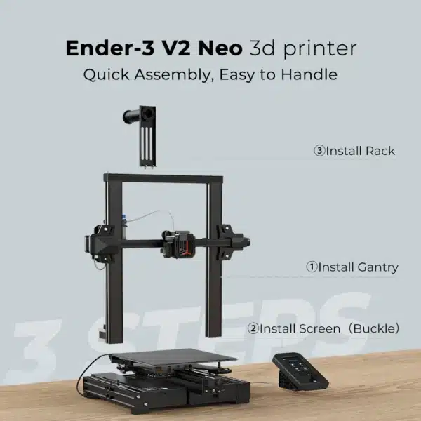 L'imprimante 3D Ender 3 V2 Neo est une version améliorée de la classique Ender-3, intégrant de nombreuses mises à jour pour offrir une meilleure qualité d'impression et une expérience utilisateur optimisée.